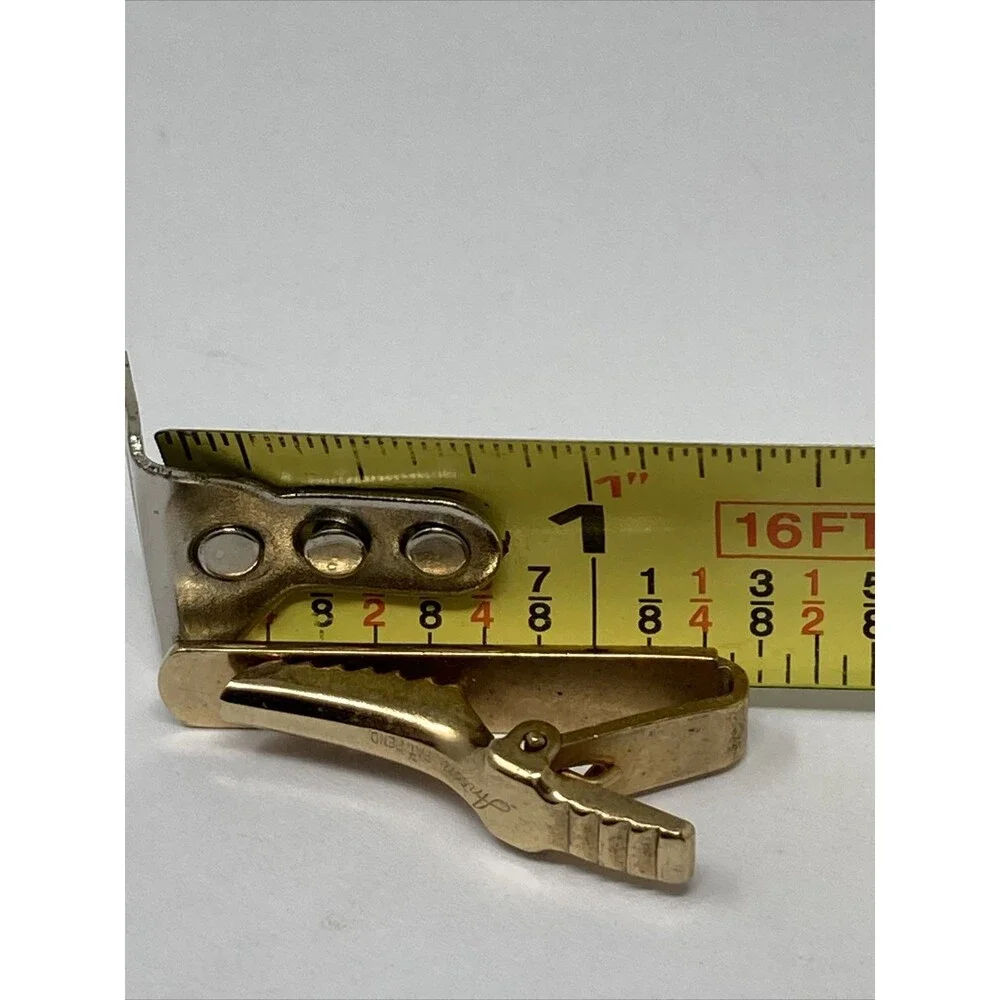 Anson Tie Clip Gold Tone Textured Edge Design Vintage